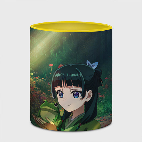 Кружка цветная МаоМао и лягушка - Монолог Фармацевта / 3D-Белый + желтый – фото 2