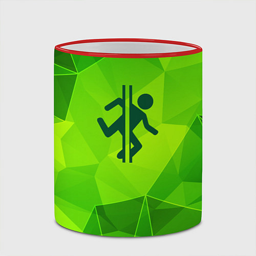 Кружка цветная Portal green poly / 3D-Красный кант – фото 2