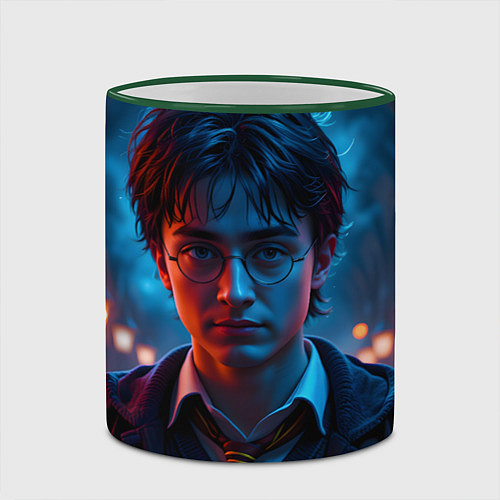 Кружка цветная Гарри поттер в ночи / 3D-Зеленый кант – фото 2