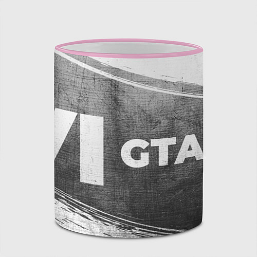 Кружка цветная GTA 6 - grey gradient по-горизонтали / 3D-Розовый кант – фото 2