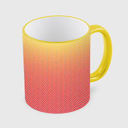 Кружка 3D Жёлто-красный градиент в мелкий горошек, цвет: 3D-желтый кант