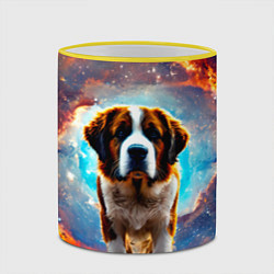 Кружка 3D Сенбернар в космосе, цвет: 3D-желтый кант — фото 2