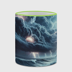 Кружка 3D Шторм на море - сверкание молний, цвет: 3D-светло-зеленый кант — фото 2