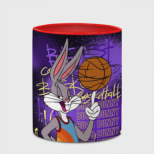 Кружка цветная Багз Банни - Looney Tunes / 3D-Белый + красный – фото 2