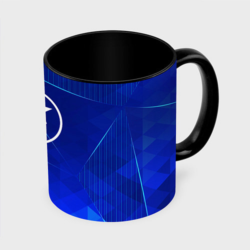 Кружка цветная Skillet blue poly / 3D-Белый + черный – фото 1