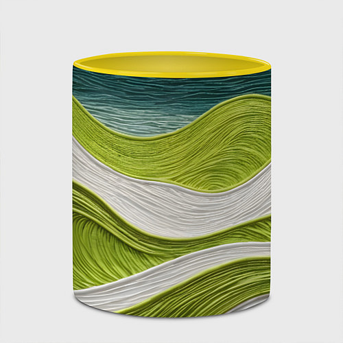 Кружка цветная Лаймовые волны / 3D-Белый + желтый – фото 2