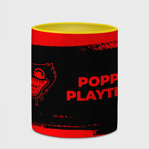 Кружка цветная Poppy Playtime - red gradient по-горизонтали / 3D-Белый + желтый – фото 2