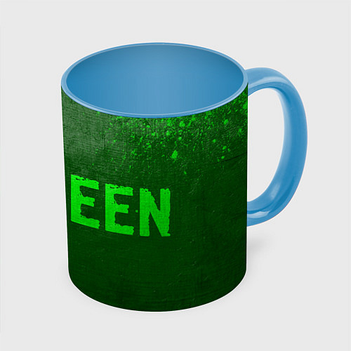 Кружка цветная Queen - green gradient по-горизонтали / 3D-Белый + небесно-голубой – фото 1