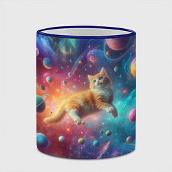 Кружка 3D Рыжий космический котёнок - неоновое свечение, цвет: 3D-синий кант — фото 2