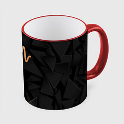 Кружка 3D Arctic Monkeys golden poly, цвет: 3D-красный кант