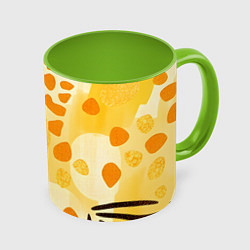 Кружка 3D Солнечные пятна жирафа, цвет: 3D-белый + светло-зеленый