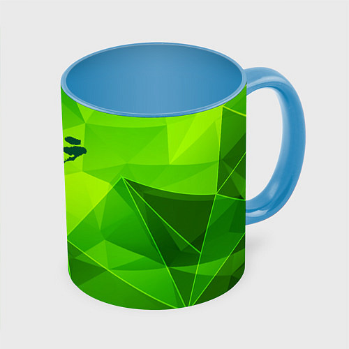 Кружка цветная Akira green poly / 3D-Белый + небесно-голубой – фото 1