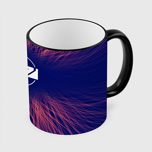 Кружка цветная Mass Effect red energy / 3D-Черный кант – фото 1