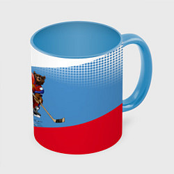 Кружка 3D Русский хоккей, цвет: 3D-белый + небесно-голубой