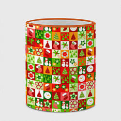 Кружка 3D Новогодние снеговики и снежные бабы, цвет: 3D-оранжевый кант — фото 2