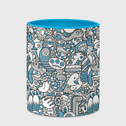 Кружка 3D Дудлинг серо-голубой, цвет: 3D-белый + небесно-голубой — фото 2