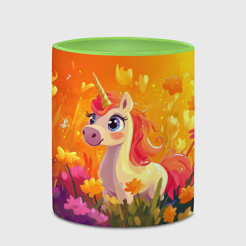 Кружка цветная Милая енинорожка / 3D-Белый + светло-зеленый – фото 2