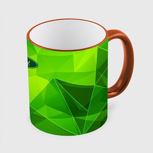 Кружка цветная Ford green poly / 3D-Оранжевый кант – фото 1