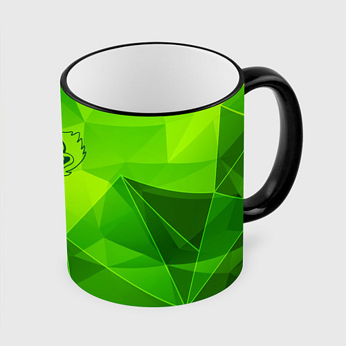 Кружка цветная Poppy Playtime green poly / 3D-Черный кант – фото 1