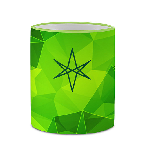 Кружка цветная Bring Me the Horizon green poly / 3D-Светло-зеленый кант – фото 2