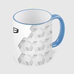 Кружка 3D Geely white poly, цвет: 3D-небесно-голубой кант