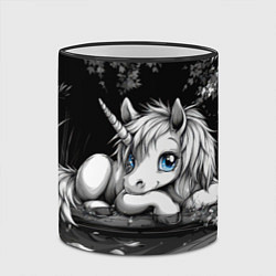 Кружка 3D Белый единорог с голубыми глазами, цвет: 3D-черный кант — фото 2