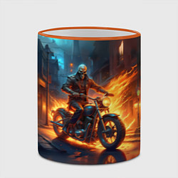 Кружка 3D Скелет байкер, цвет: 3D-оранжевый кант — фото 2