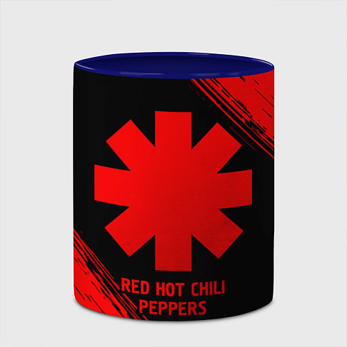 Кружка цветная Red Hot Chili Peppers - red gradient / 3D-Белый + синий – фото 2