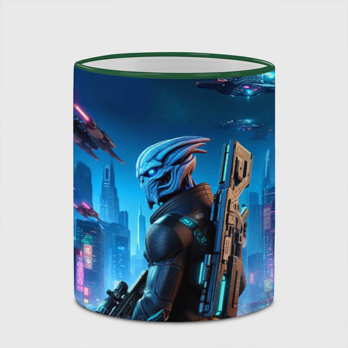 Кружка цветная Mass Effect - neon glow fantastic / 3D-Зеленый кант – фото 2