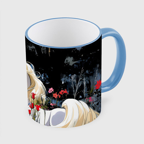 Кружка цветная Единорожка с золотыми копытами / 3D-Небесно-голубой кант – фото 1