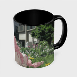 Кружка 3D Единорог в городе, цвет: 3D-белый + черный