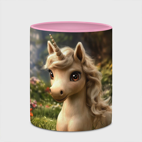 Кружка цветная Единорожка кофейного цвета / 3D-Белый + розовый – фото 2