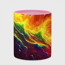 Кружка 3D Абстрактные волны с огнем, цвет: 3D-белый + розовый — фото 2