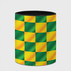 Кружка 3D Желтый и зеленый геометрический паттерн, цвет: 3D-белый + черный — фото 2