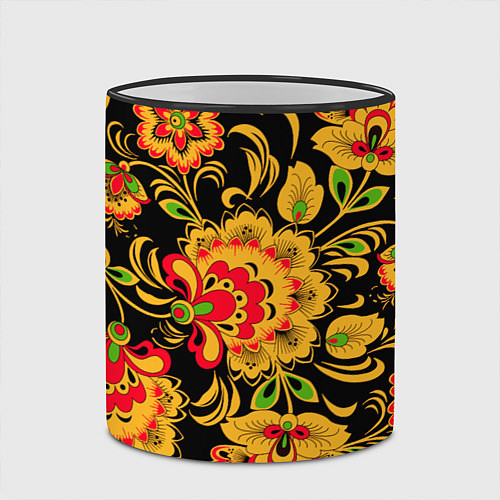 Кружка цветная Хохлома - роспись / 3D-Черный кант – фото 2