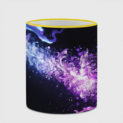 Кружка 3D Фиолетово-синяя абстрактная волна, цвет: 3D-желтый кант — фото 2
