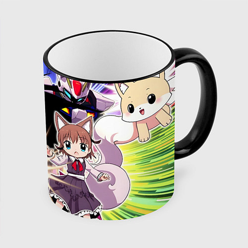 Кружка цветная Фанату аниме / 3D-Черный кант – фото 1