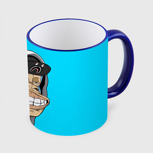 Кружка цветная NFT ape in the hood / 3D-Синий кант – фото 1