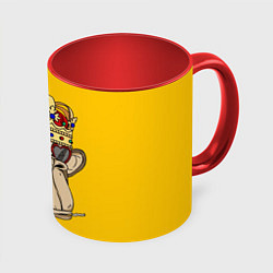 Кружка 3D NFT ape king, цвет: 3D-белый + красный