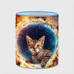 Кружка 3D Сингапурская кошка в космосе, цвет: 3D-небесно-голубой кант — фото 2