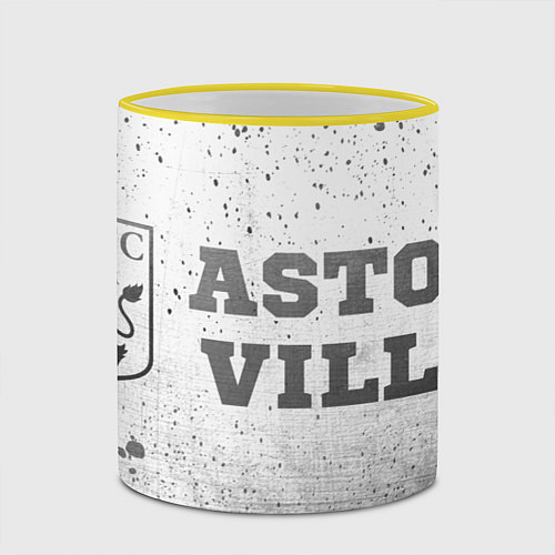 Кружка цветная Aston Villa - white gradient по-горизонтали / 3D-Желтый кант – фото 2