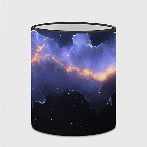 Кружка цветная Молния в фиолетовом небе текстура / 3D-Черный кант – фото 2