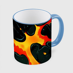 Кружка 3D Оранжевые разломы текстура, цвет: 3D-небесно-голубой кант