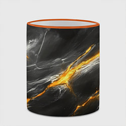 Кружка 3D Серая текстура с золотым разломом, цвет: 3D-оранжевый кант — фото 2