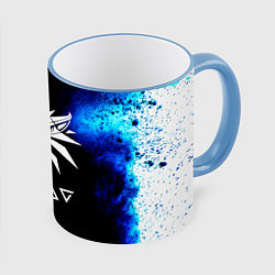 Кружка 3D Ведьмак лого синие краски, цвет: 3D-небесно-голубой кант