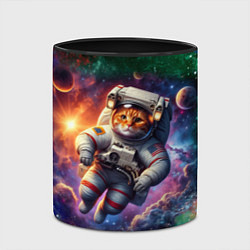 Кружка 3D Котик бравый космонавт - неон, цвет: 3D-белый + черный — фото 2