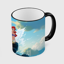 Кружка 3D Ariel I love the ocean - русалка - beautiful big p, цвет: 3D-черный кант