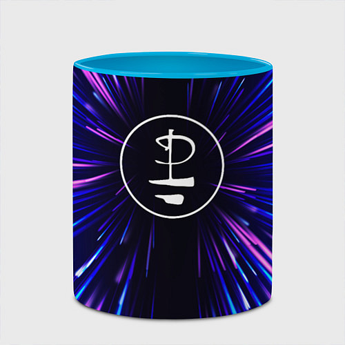 Кружка цветная Pink Floyd neon energy / 3D-Белый + небесно-голубой – фото 2