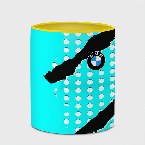 Кружка цветная BMW sport краски / 3D-Белый + желтый – фото 2