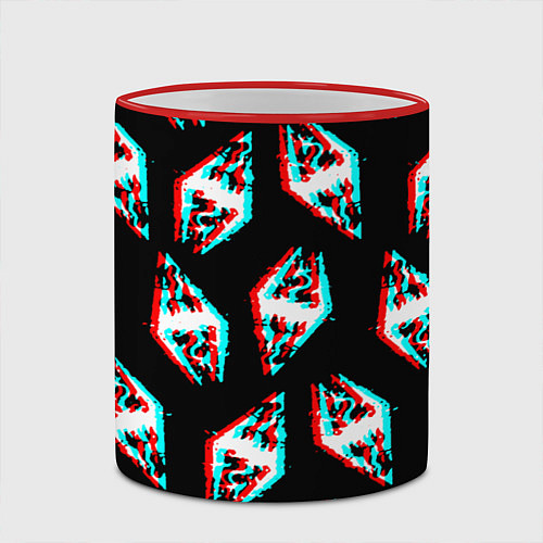 Кружка цветная Skyrim glitch logo patten / 3D-Красный кант – фото 2